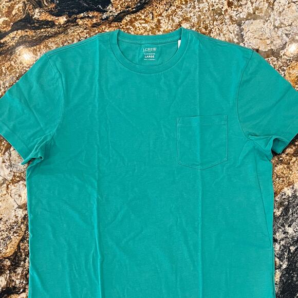 NWT J. Crew Men's Bright Patina Green Washed Jersey Pocket Tee - Picture 3 of 7